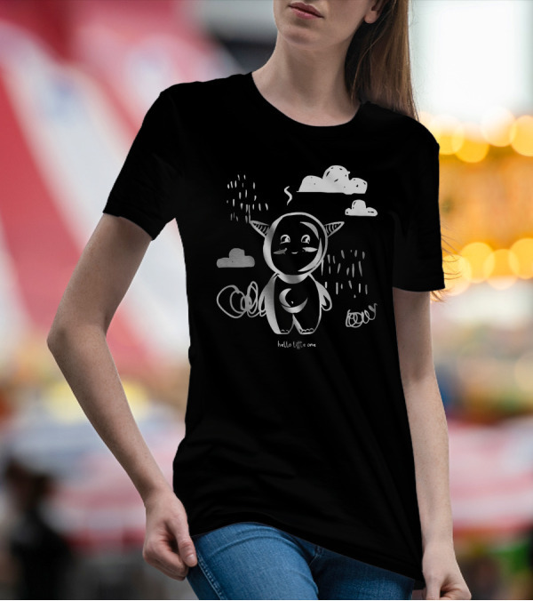 Hello Little One Cloud Creature In Rainy Scene T-Shirt