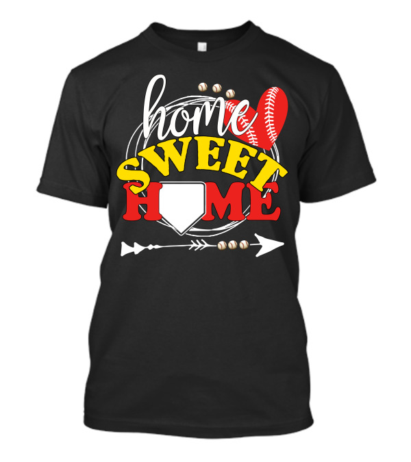 Home Sweet Home Baseball Base And Arrow With Red Stitching T-Shirt