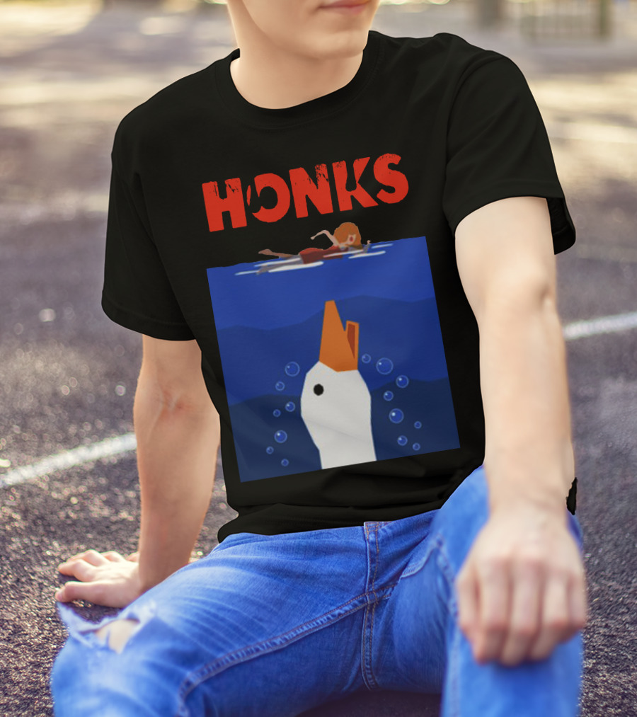 HONKS Goose Approaches Swimmer In Water T-Shirt