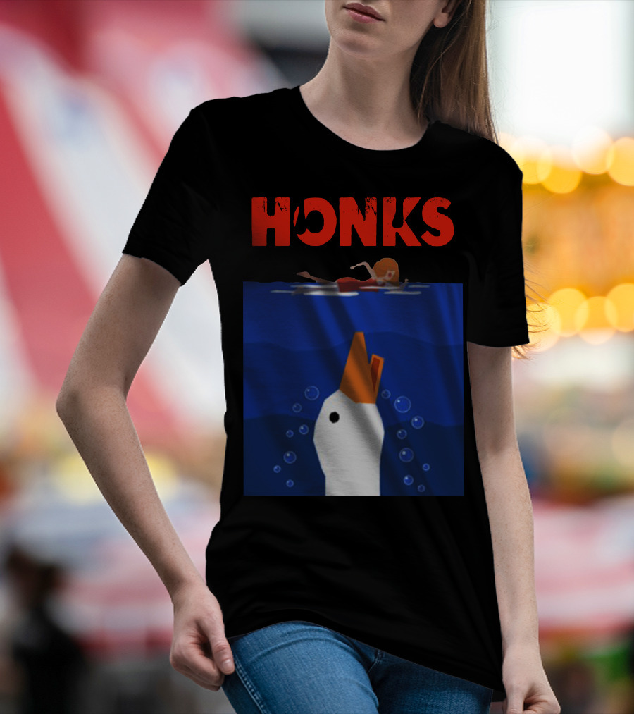 HONKS Goose Approaches Swimmer In Water T-Shirt