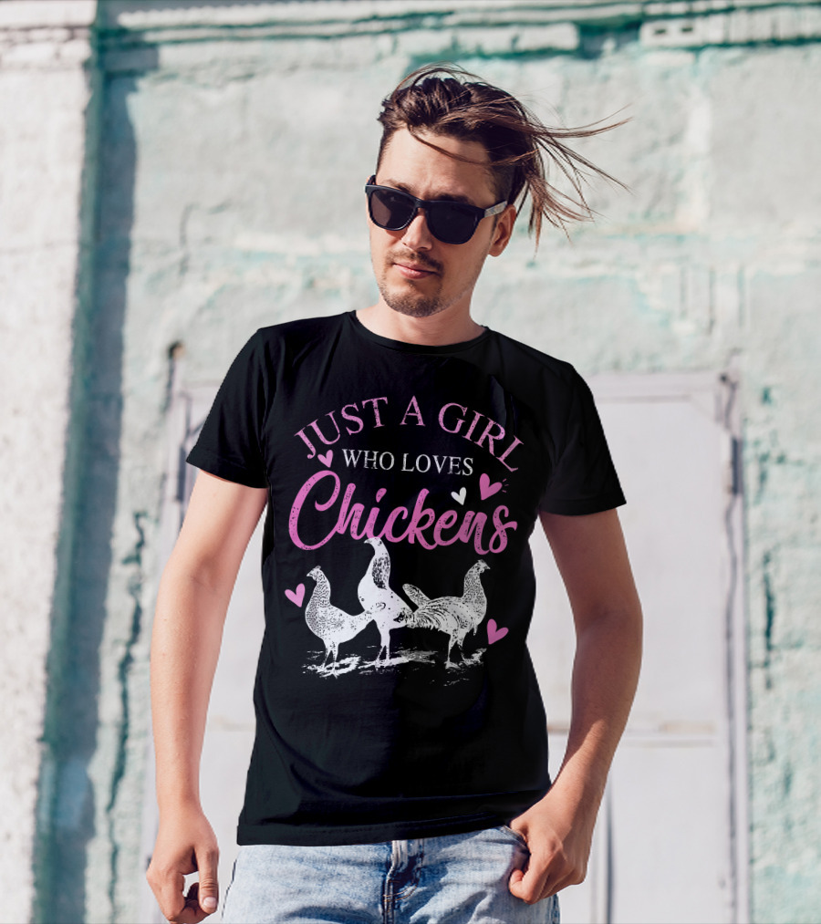 Just A Girl Who Loves Chickens With Hearts T-Shirt