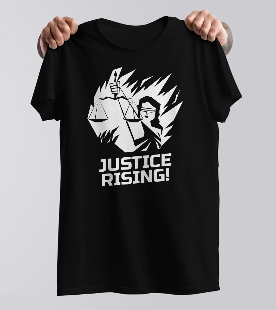 Justice Rising Blindfolded Justice With Scales And Sword T-Shirt