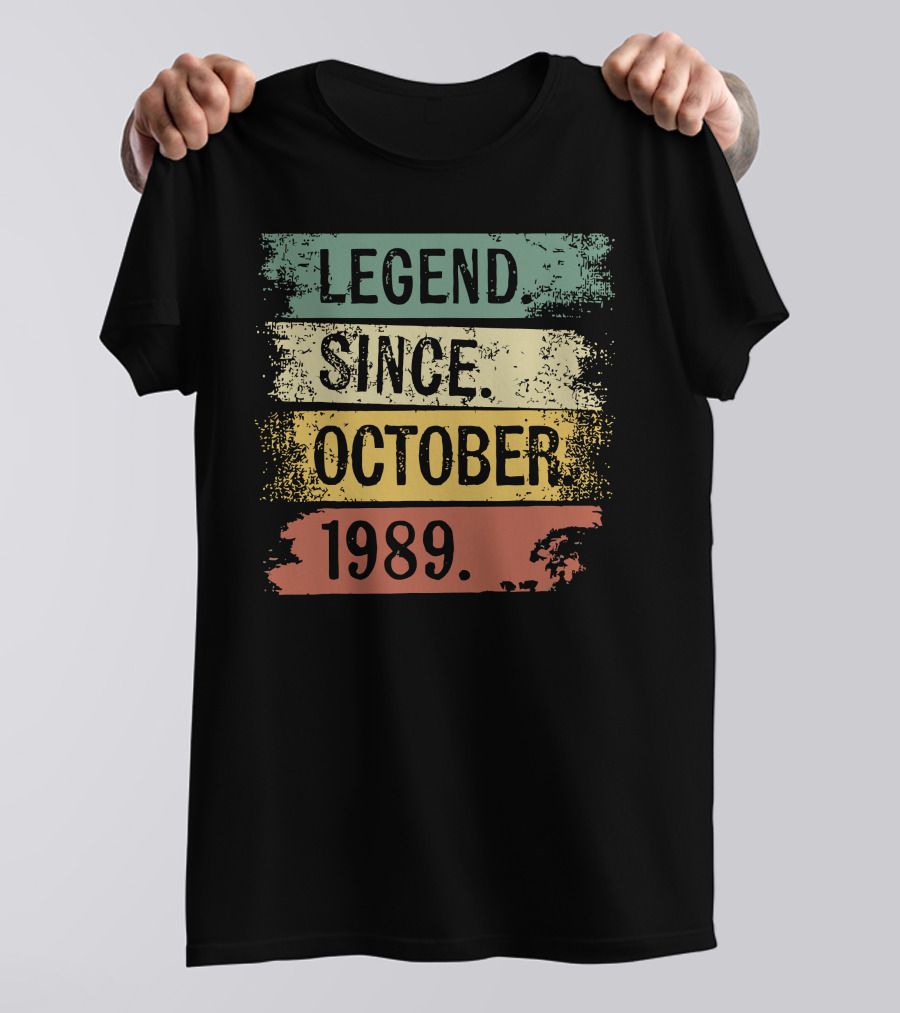 Legend Since October 1989 Vintage Distressed Stripe T-Shirt