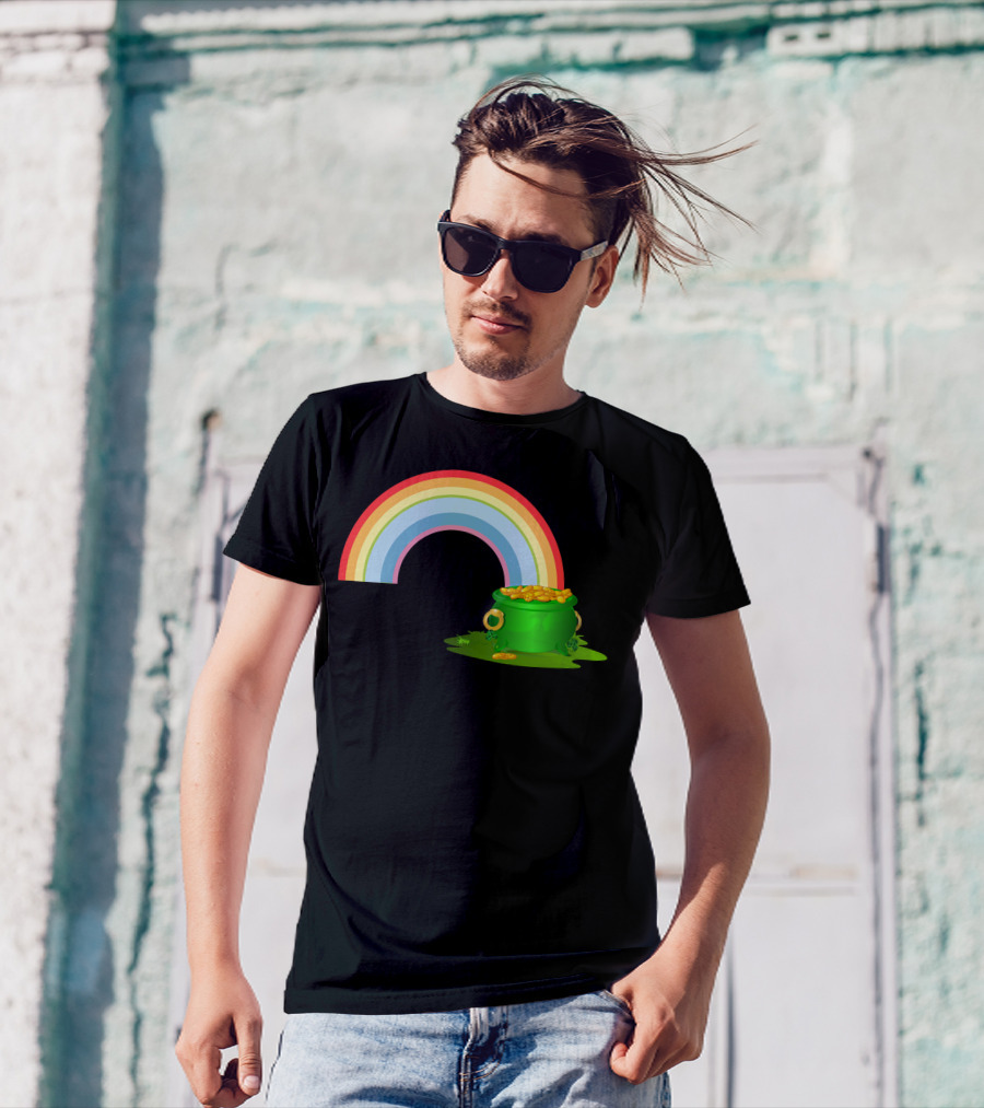Leprechaun Pot Of Gold At The End Of The Rainbow T-Shirt