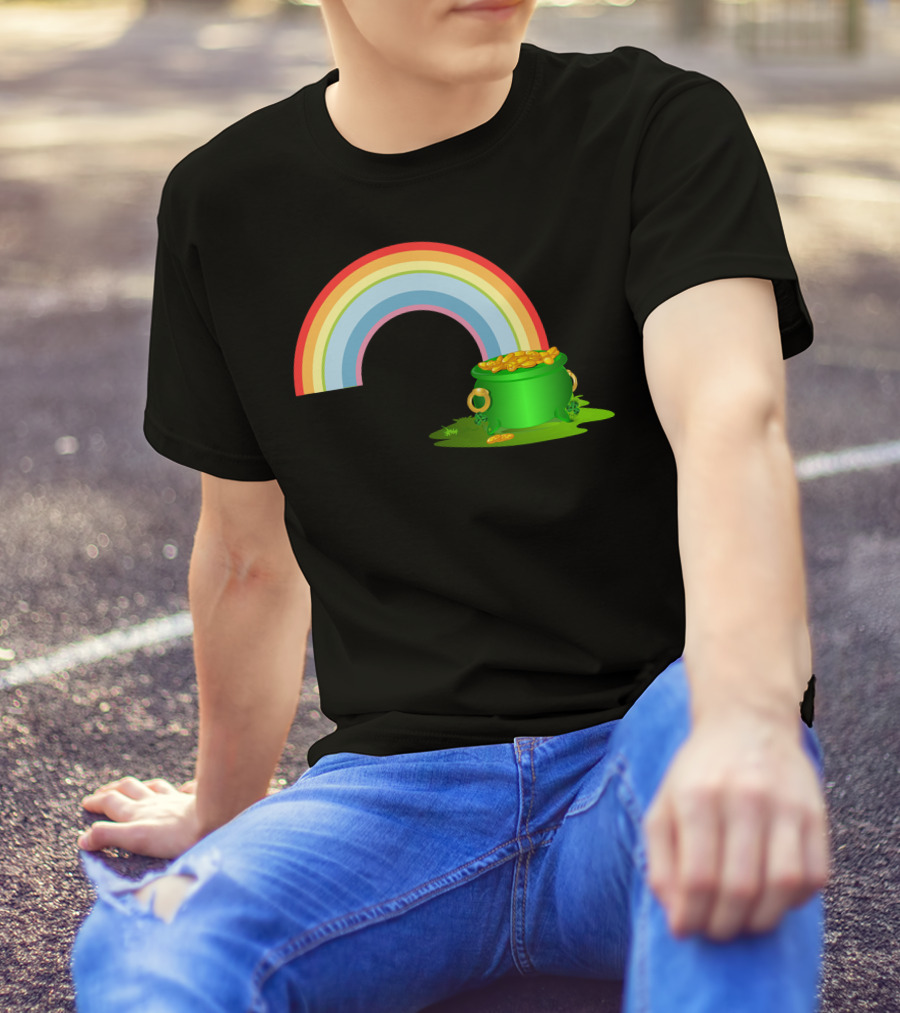 Leprechaun Pot Of Gold At The End Of The Rainbow T-Shirt