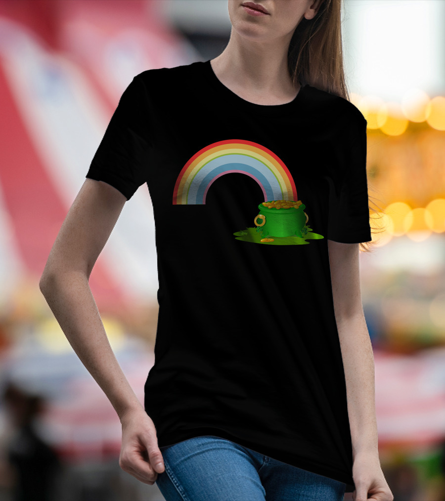 Leprechaun Pot Of Gold At The End Of The Rainbow T-Shirt