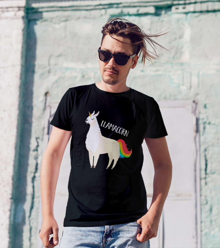 Llamacorn Rainbow Mane Llama Unicorn T-Shirt
