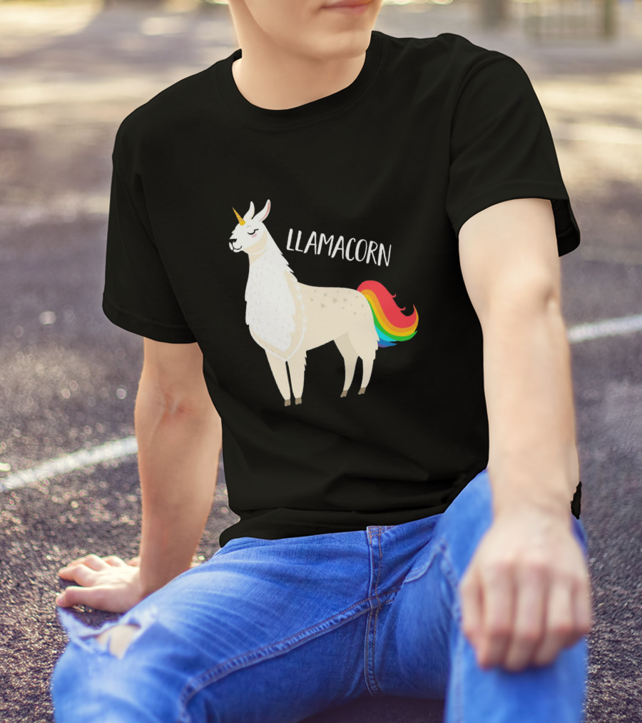 Llamacorn Rainbow Mane Llama Unicorn T-Shirt