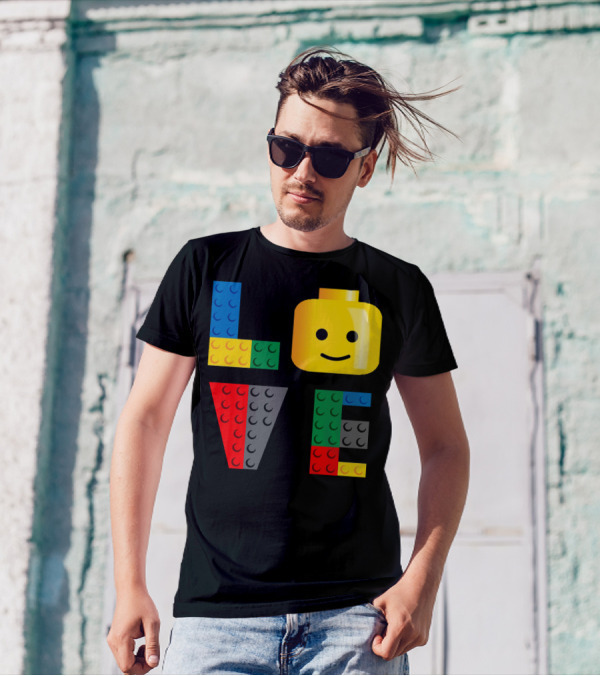 Love LEGO Brick Head Smiley T-Shirt