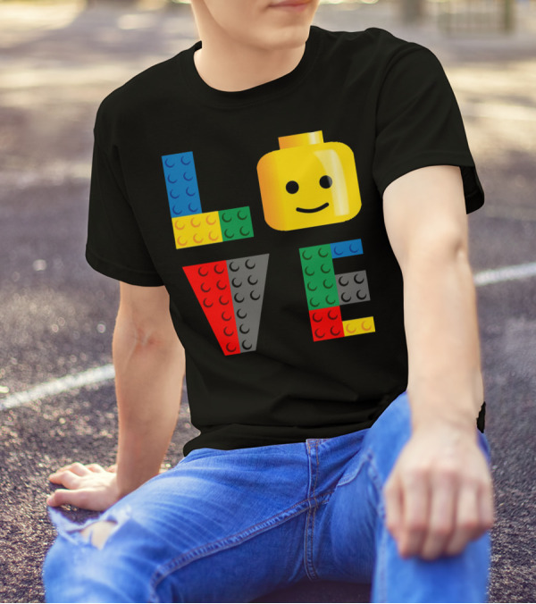 Love LEGO Brick Head Smiley T-Shirt