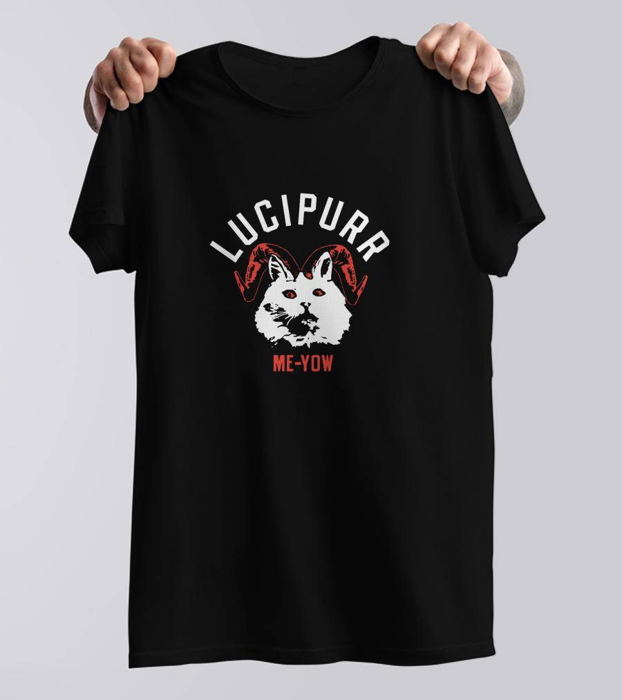 Lucipurr Me Yow Cat With Red Horns T-Shirt