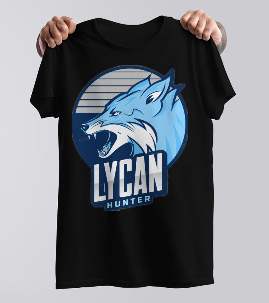 Lycan Hunter Blue Wolf Emblem T-Shirt