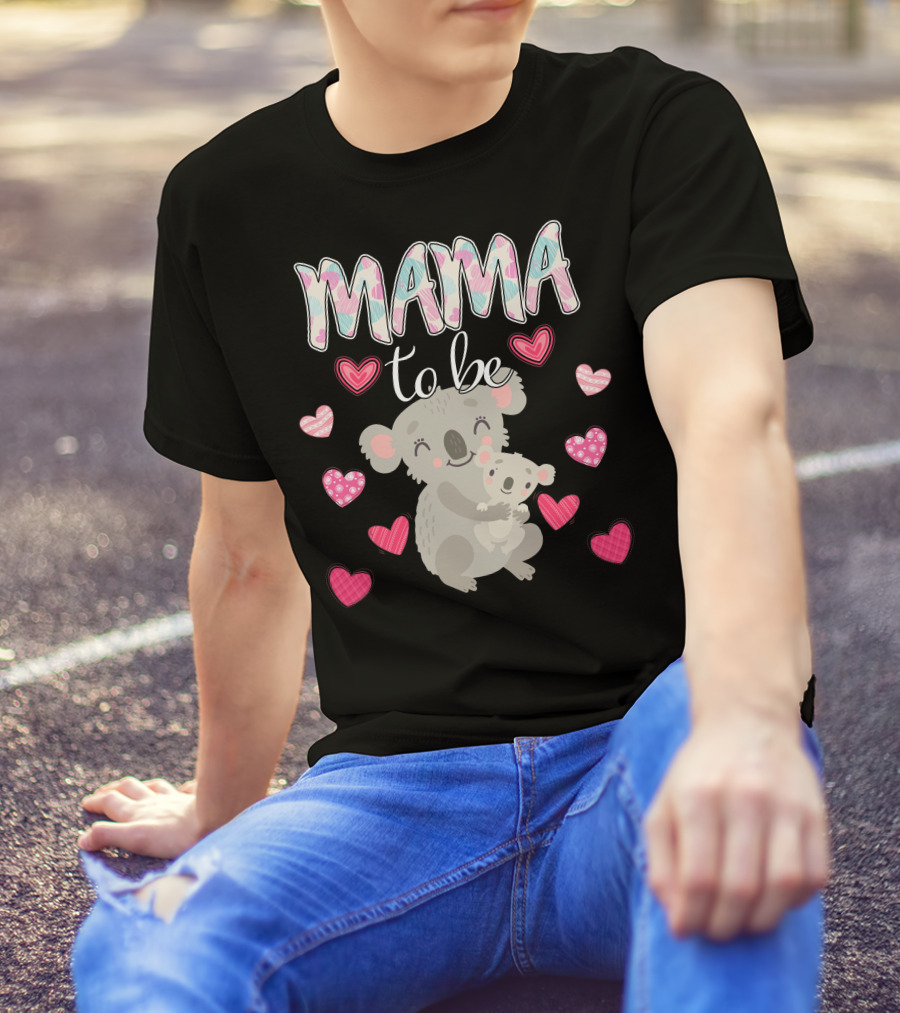 Mama To Be Koala With Hearts For T-Shirt