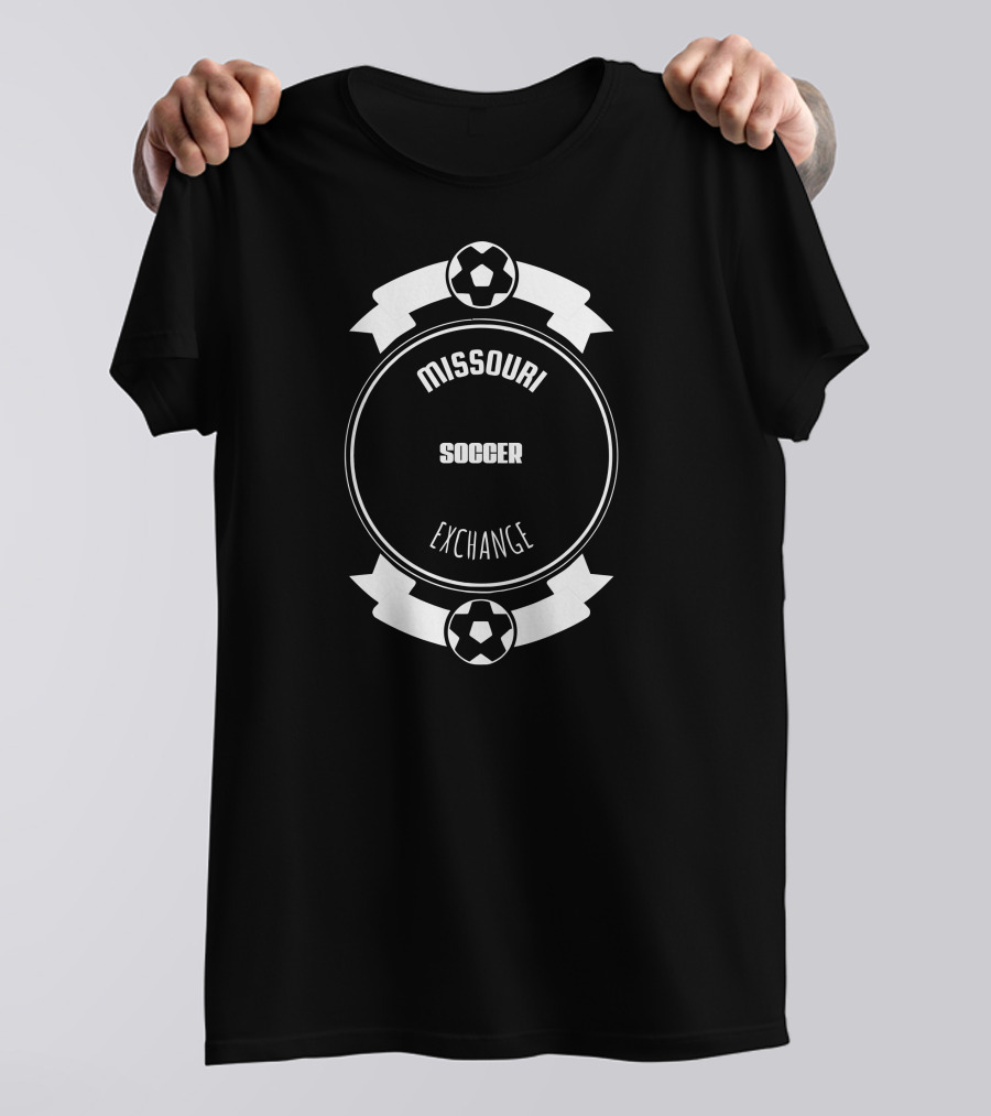 Missouri Soccer Exchange Emblem With Classic Soccer Ball Banner T-Shirt