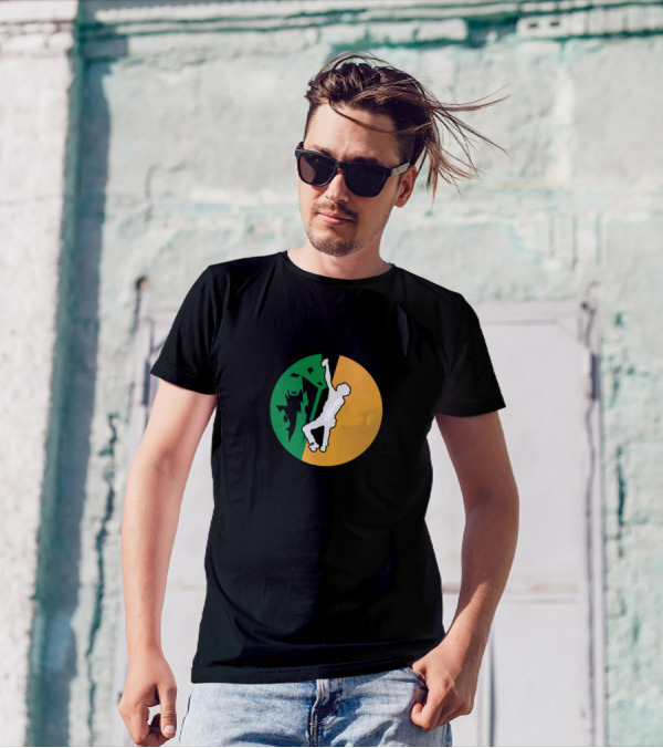 Mountain Climbing Adventure Icon With Rock Climber T-Shirt