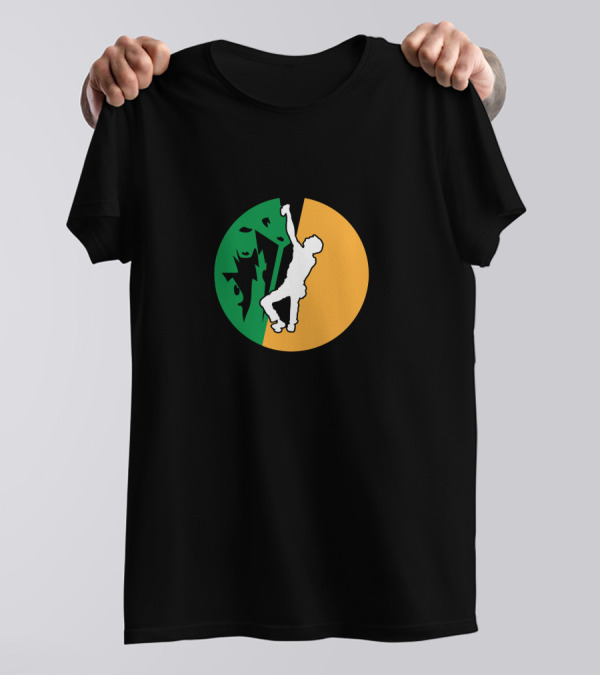 Mountain Climbing Adventure Icon With Rock Climber T-Shirt