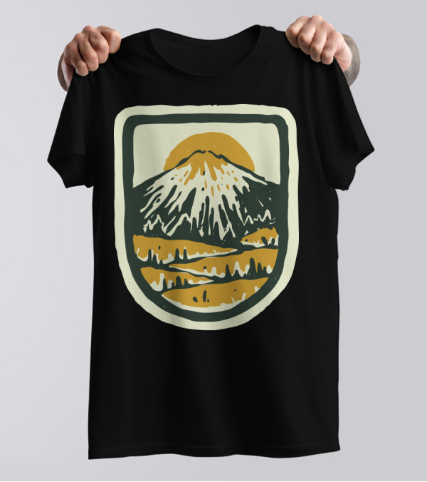 Mountain Hand Drawn Vintage Nature Badge T-Shirt