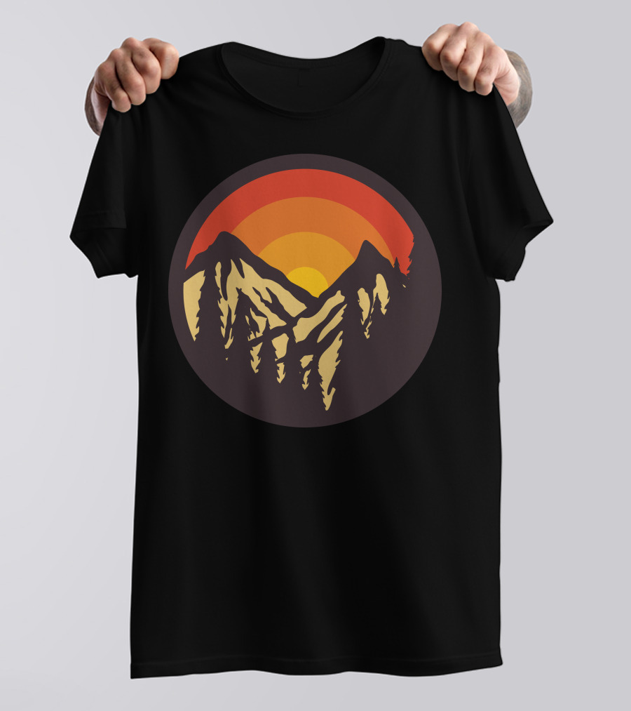 Mountain Sunset Vibrant Silhouette Peaks T-Shirt