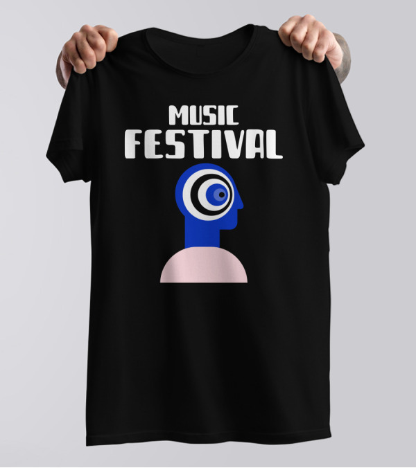 Music Festival Abstract Modern Art Head With Swirl Eye T-Shirt