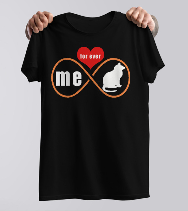 Me And My Cat Forever Infinity Symbol With Red Heart T-Shirt