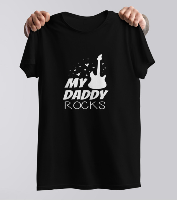 My Daddy Rocks Guitar Hearts T-Shirt