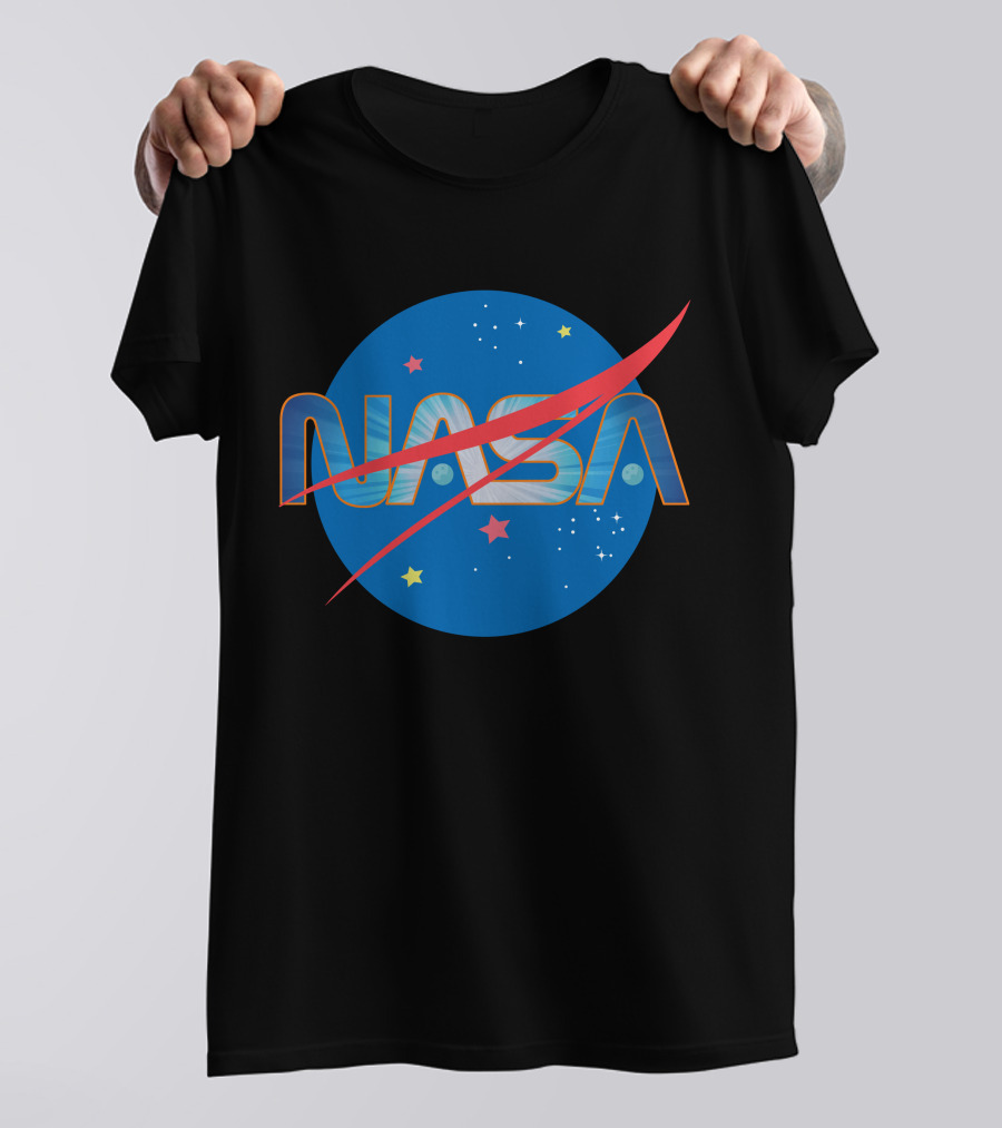 NASA Space-Themed Logo With Stars And Planets Elements T-Shirt