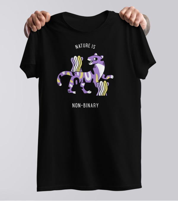 Nature Is Non-Binary Purple And Yellow Striped Animal T-Shirt