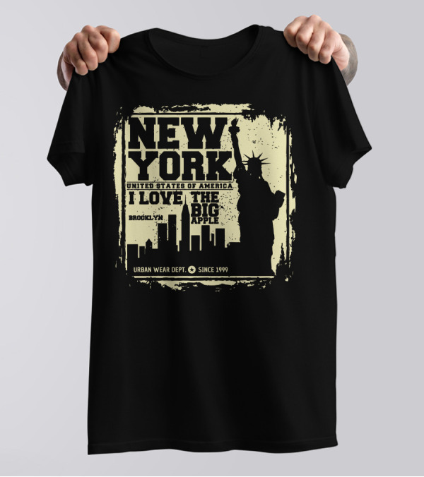 NEW YORK UNITED STATES OF AMERICA I LOVE THE BIG APPLE BROOKLYN URBAN WEAR DEPT SINCE 1999 T-Shirt