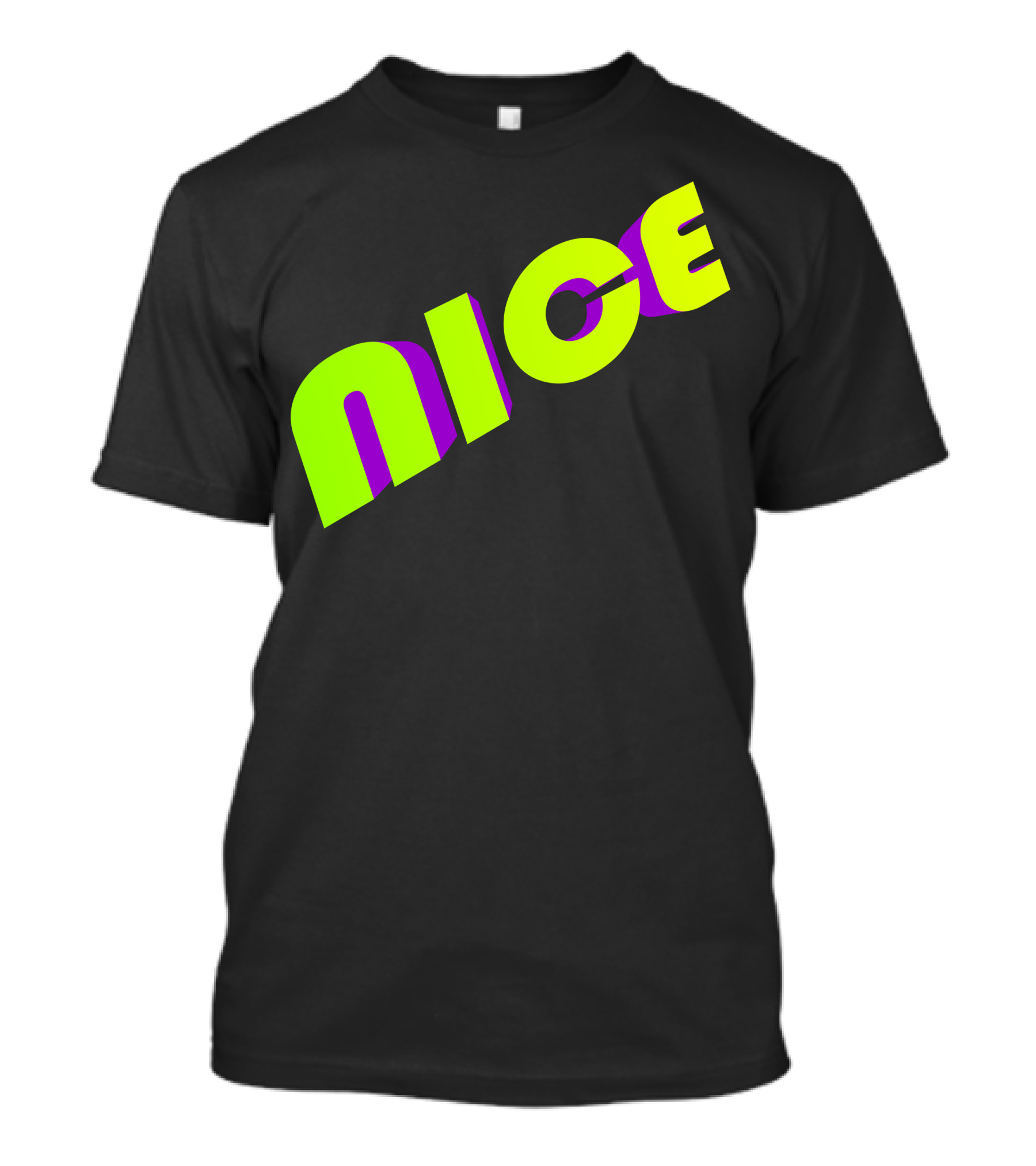 Nice Neon Green And Purple Text T-Shirt