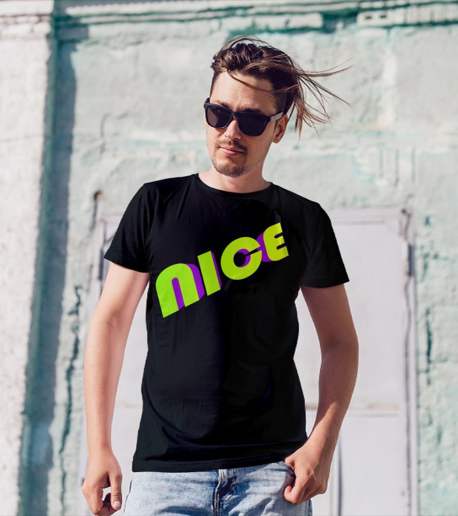 Nice Neon Green And Purple Text T-Shirt