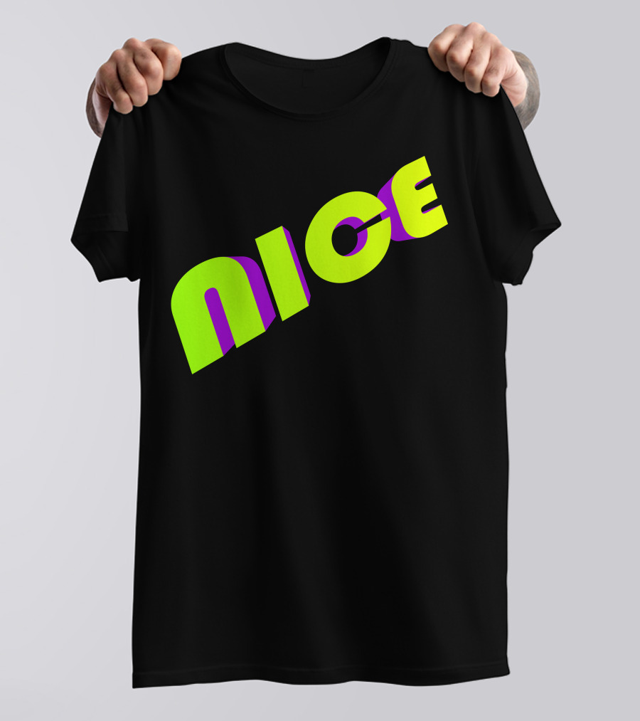 Nice Neon Green And Purple Text T-Shirt