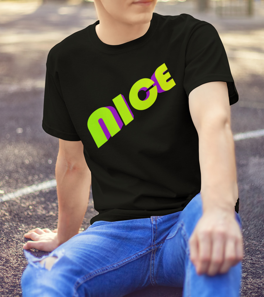 Nice Neon Green And Purple Text T-Shirt