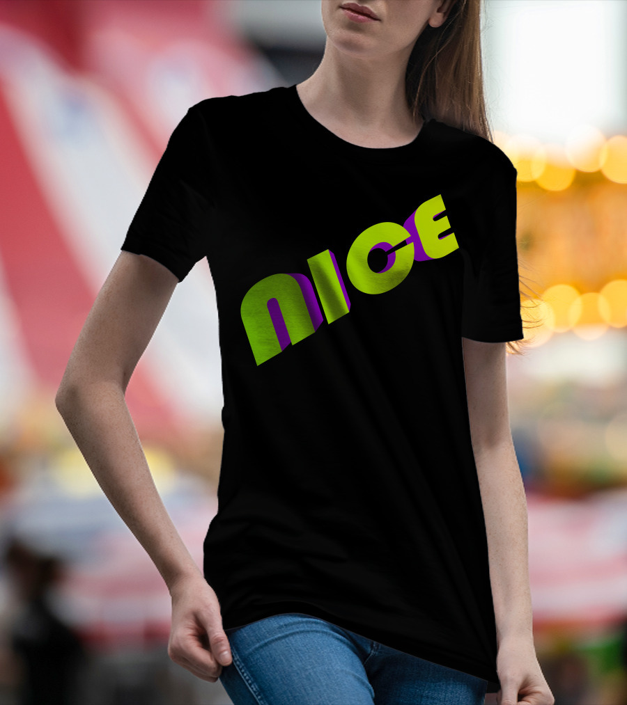 Nice Neon Green And Purple Text T-Shirt