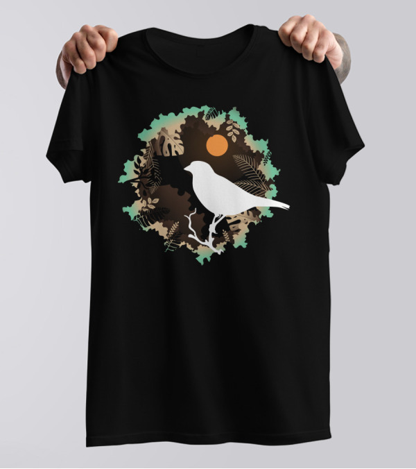 Night Bird Sunset Forest T-Shirt