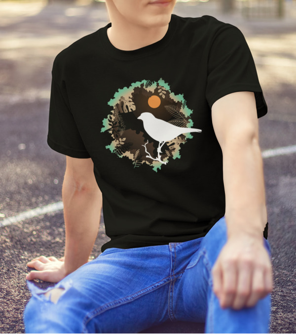Night Bird Sunset Forest T-Shirt
