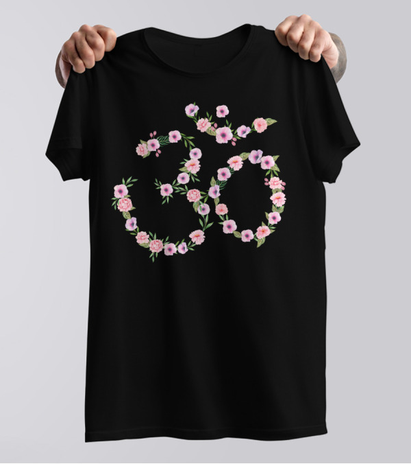 Om Floral Blossoms Pink Flowers T-Shirt