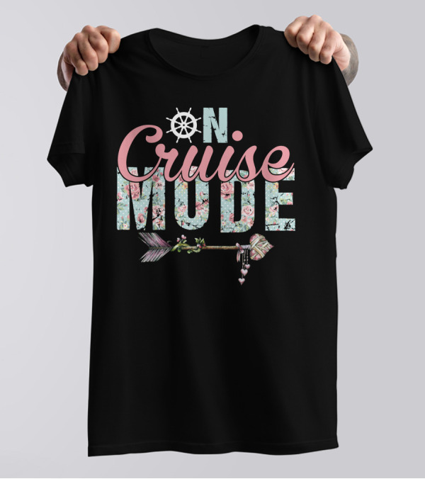 Cruise Mode Floral Nautical Arrow T-Shirt
