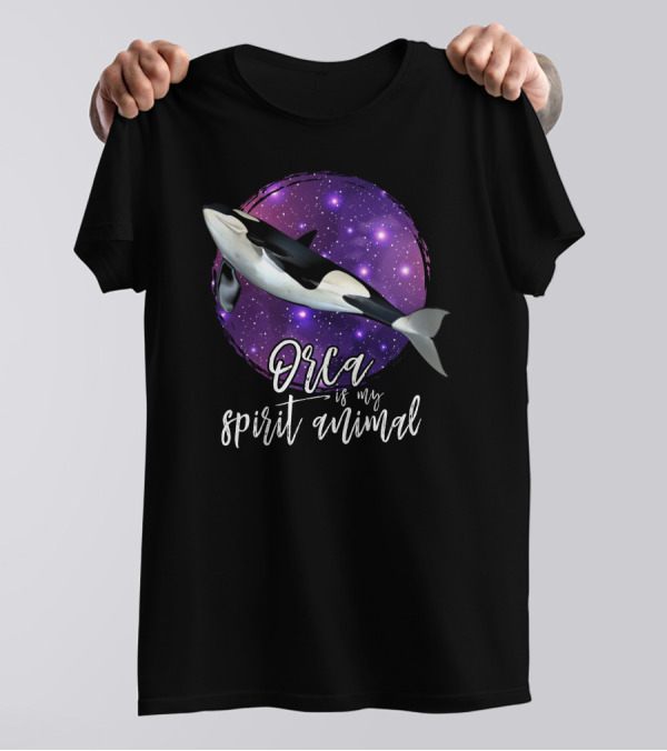 Orca Is My Spirit Animal Galaxy Background T-Shirt