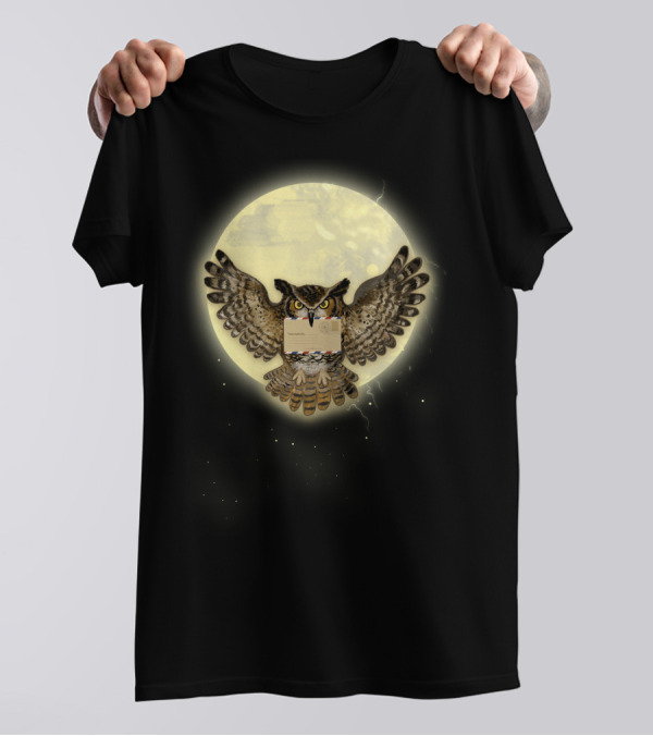 Full Moon Owl Postal Service Delivery T-Shirt