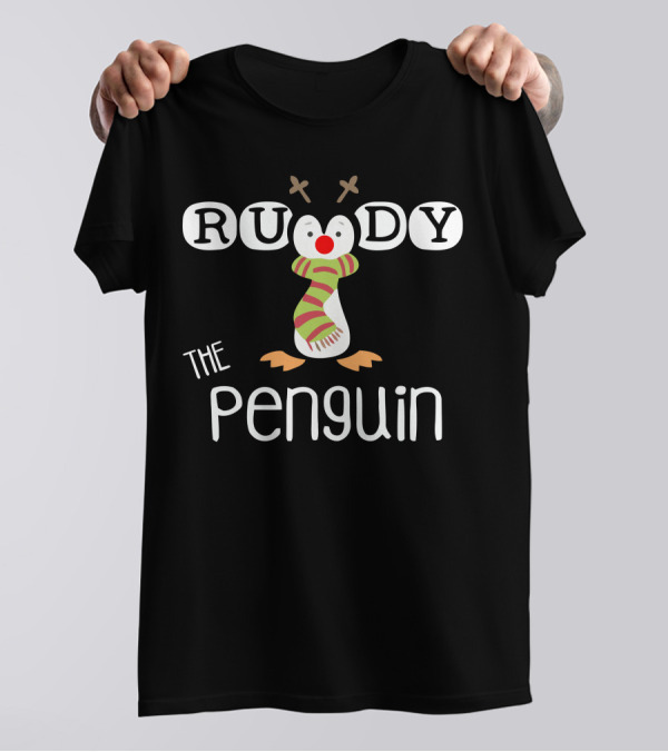 Rudolph Antler Scarf Penguin - Rudy The Penguin T-Shirt