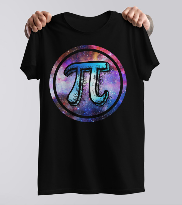 Pi Symbol In Vibrant Cosmic Galaxy Circle T-Shirt