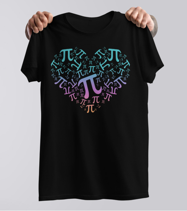 Pi Symbol Heart Shape Multicolor T-Shirt