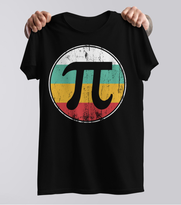 Retro Distressed Pi Circle Vintage Colors T-Shirt