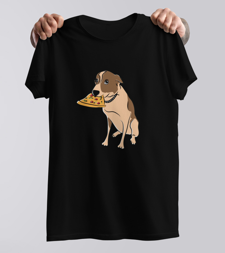 Pizza Loving Dog With Slice T-Shirt