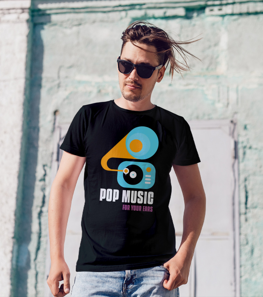 Pop Music For Your Ears Turntable Retro Vibes T-Shirt