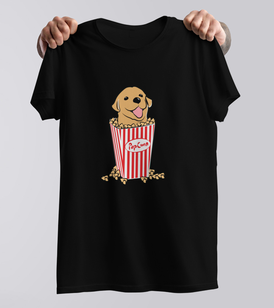 Popcorn Dog In Striped Box With Happy Face T-Shirt