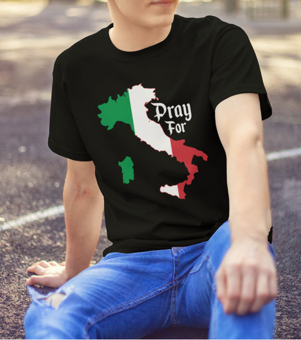 Pray For Italy Italian Flag Map T-Shirt