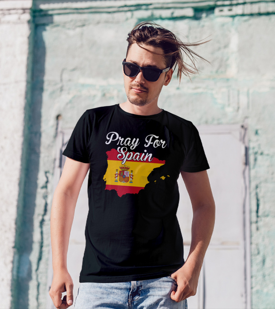 Pray For Spain Spanish Flag Emblem T-Shirt