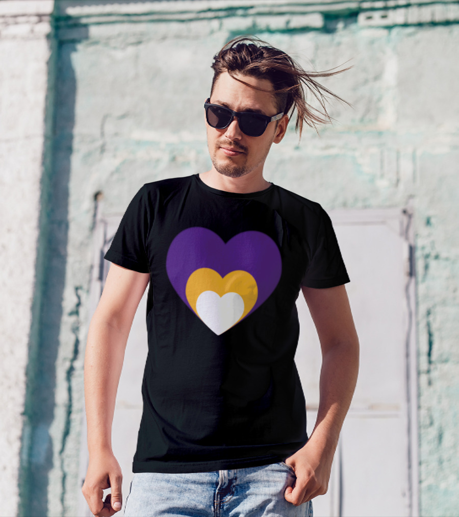 Purple Yellow White Heart Trio Layers T-Shirt