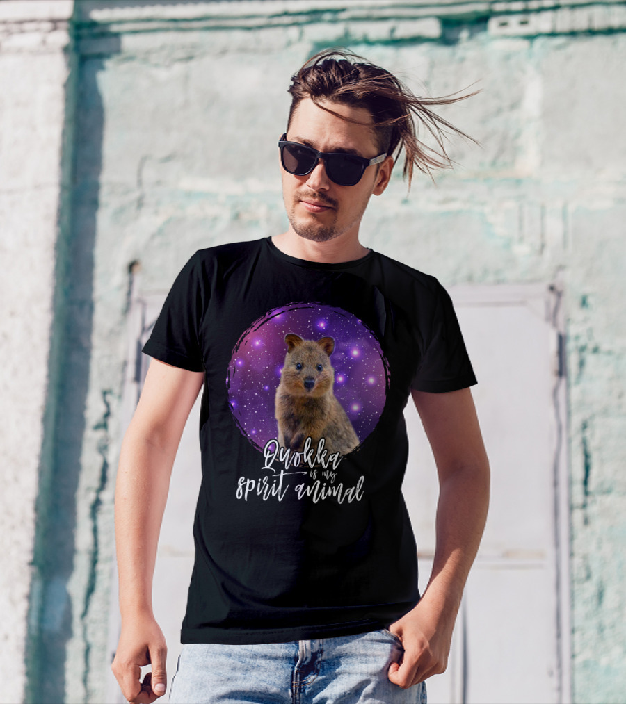 Quokka Is My Spirit Animal Cosmic Starry Background T-Shirt